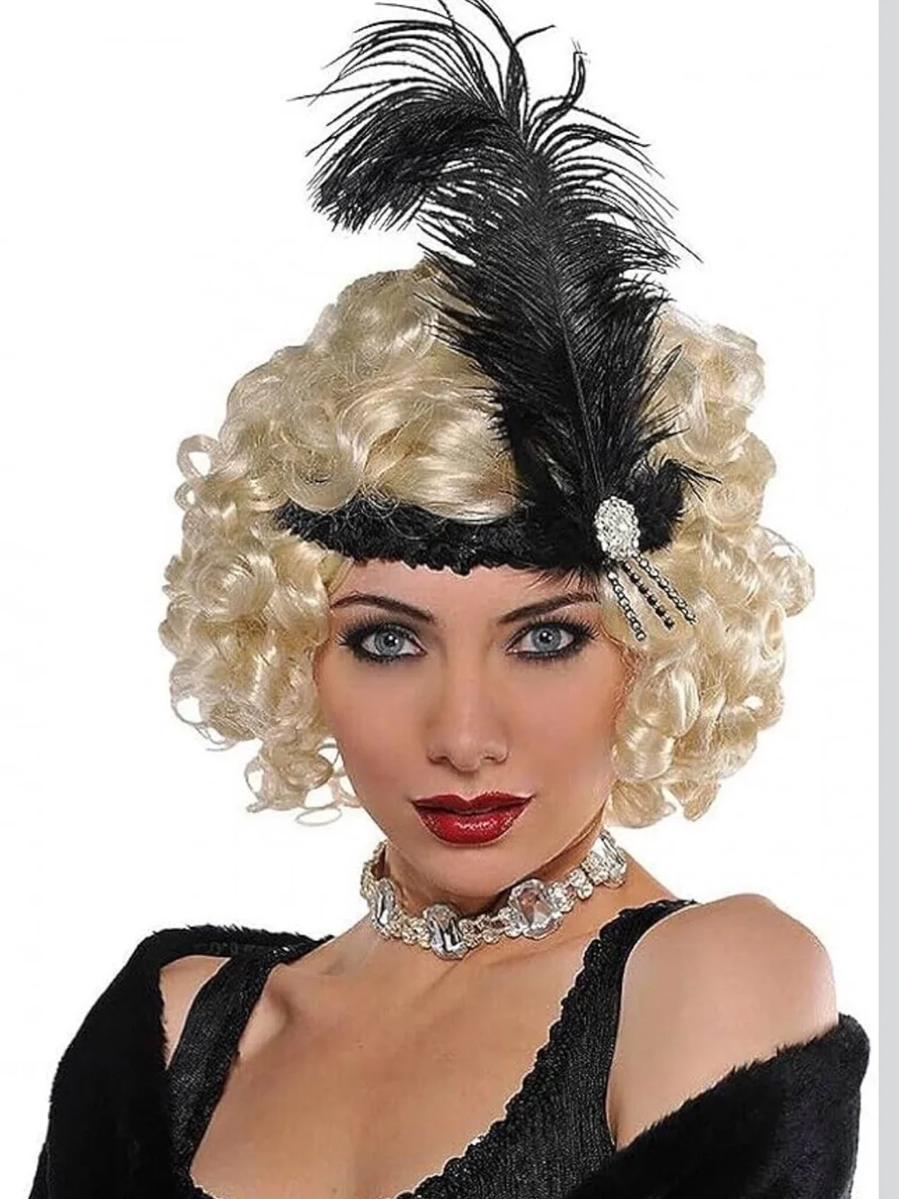 Elegant Black Charleston Feather Headband – Vintage Flapper Accessory 🖤🪶✨